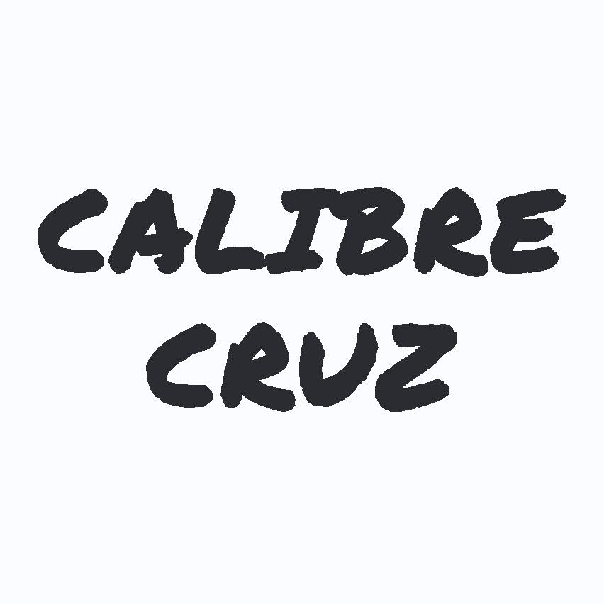 Gráfico de texto con las palabras CALIBRE y CRUZ en una fuente artística y en negrita sobre un fondo gris claro.
